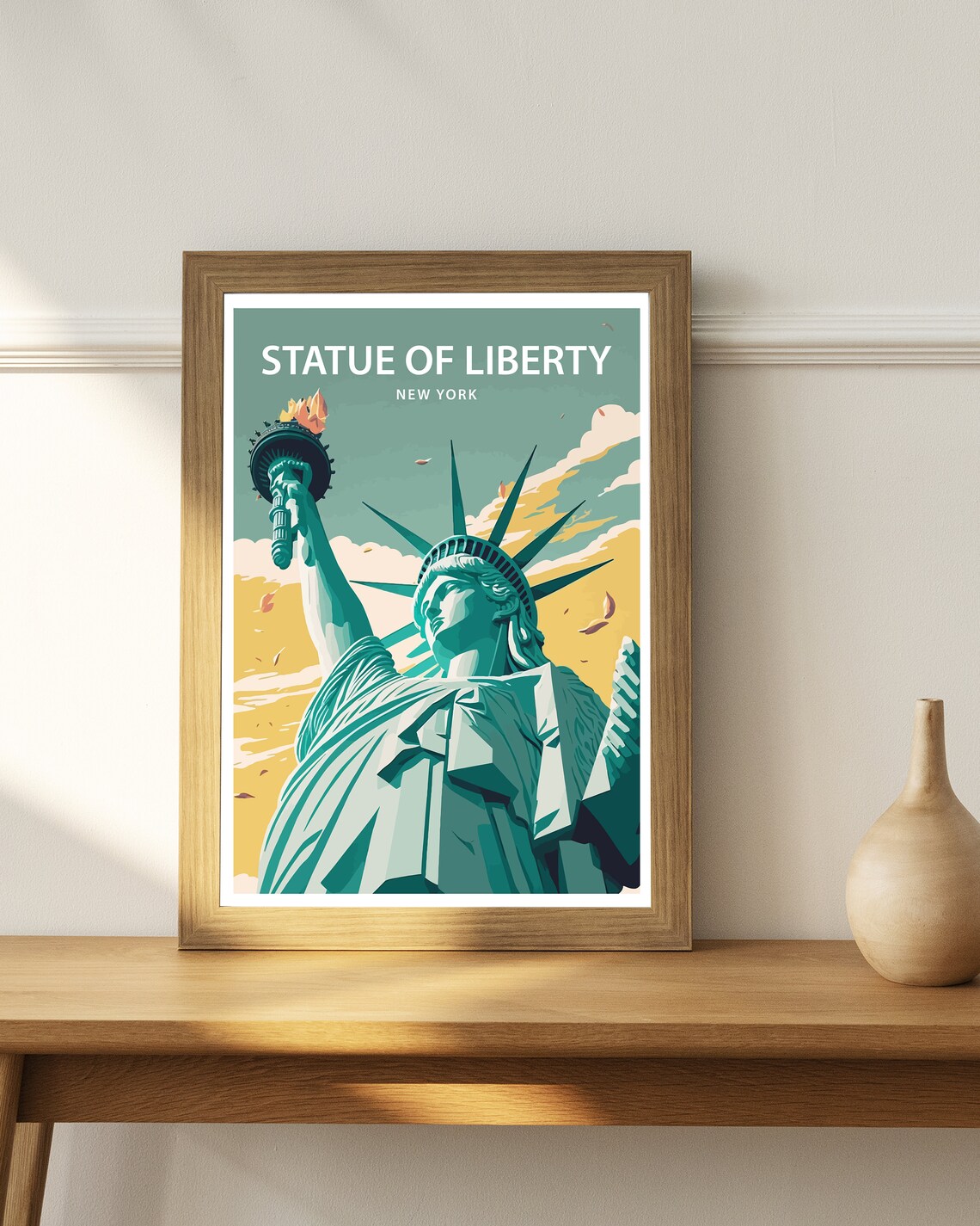 Statue of Liberty New York Close Up Torch Retro Travel Poster - Image 3