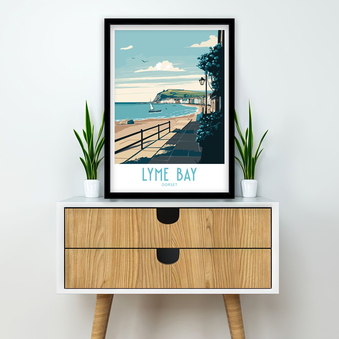 Lyme Bay Travel Poster, Dorset Coastal View - Image 2