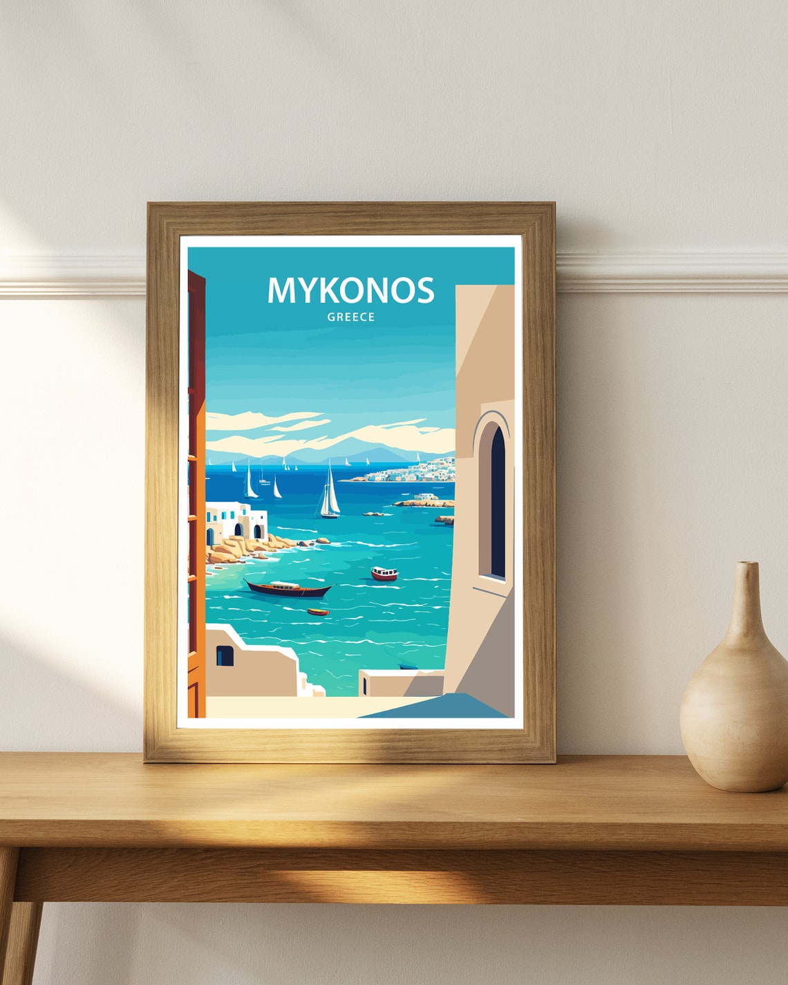 Mykonos Art Print Mykonos Print Greece Print Mykonos Wall Art Mykonos Poster Travel Poster Mykonos Travel Print Greece Art Print - Image 3