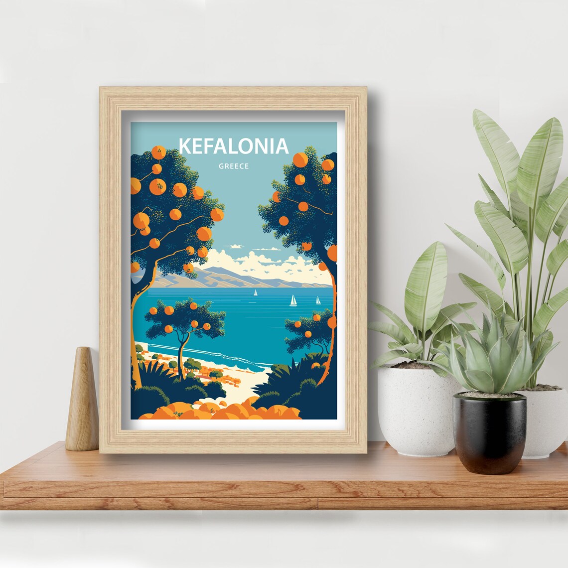 Kefalonia Travel Poster, Greece Beach Travel Art - Image 5