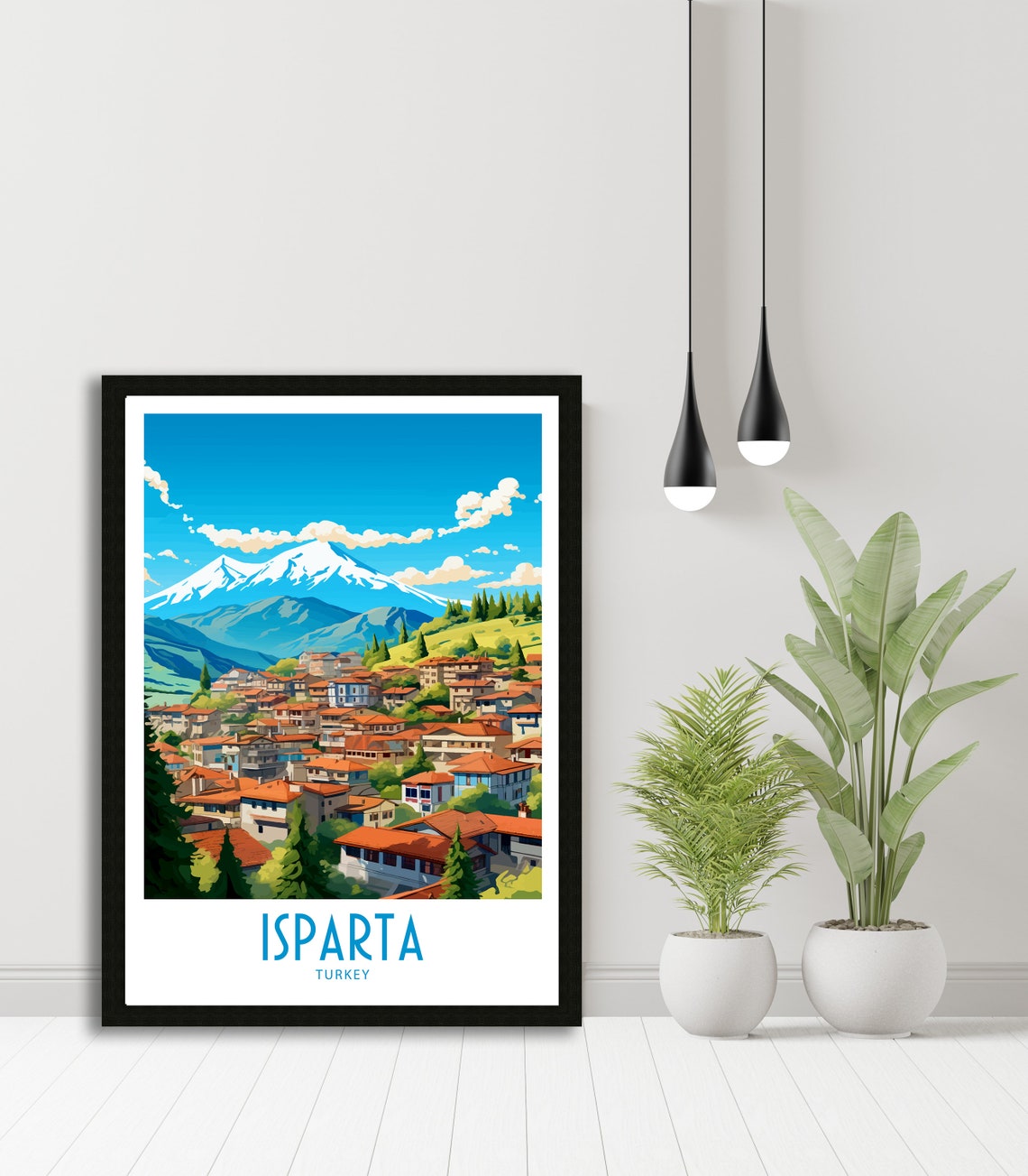 Isparta Turkey Mountain Town Snow Capped Peak Travel Art Poster - Image 5