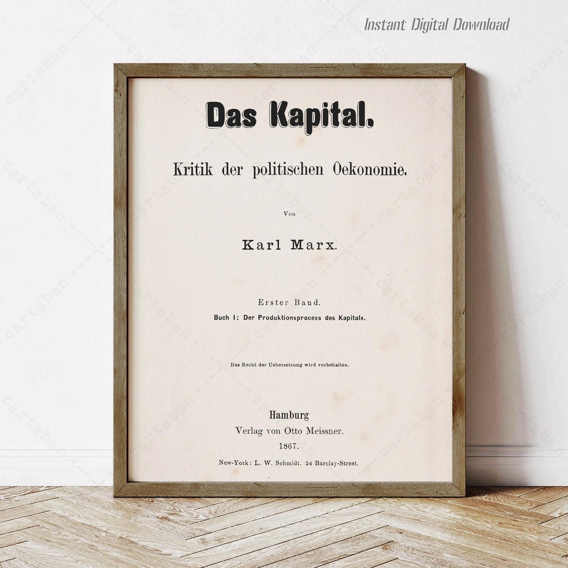 Karl Marx Das Kapital 1867 First Edition German Title Page Art Poster