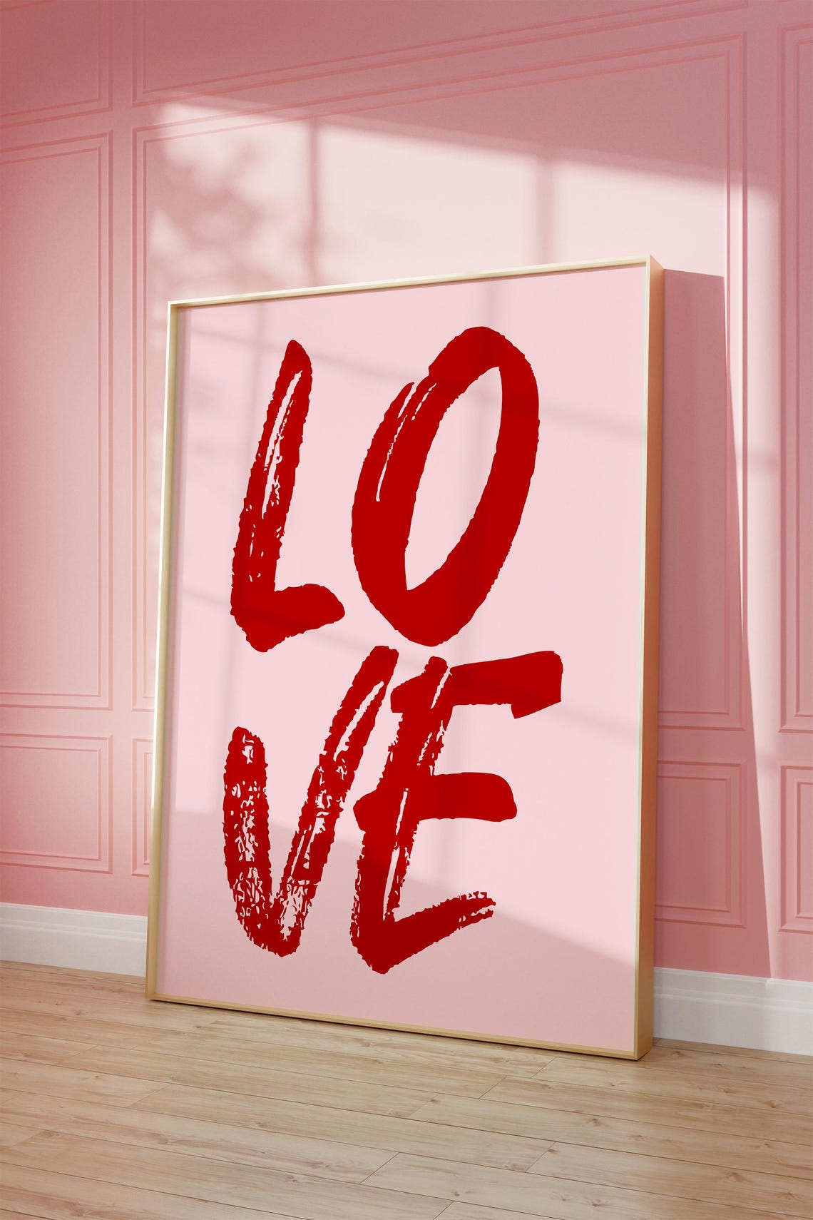 Love Red Brush Typography Pink Bold Modern Romantic Wall Poster