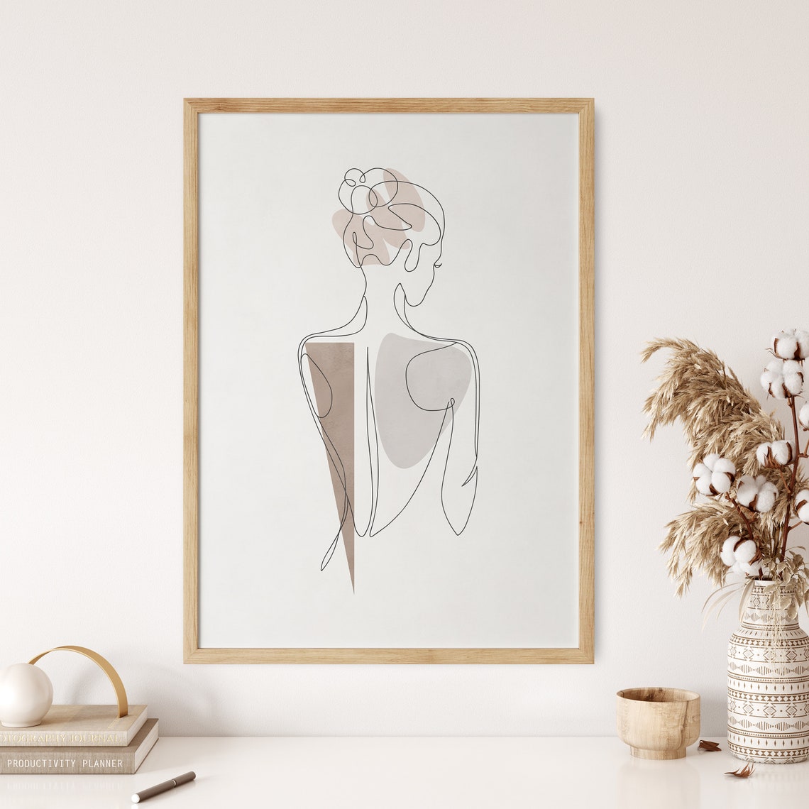 Woman Back One Line Drawing Neutral Female Body Abstract Poster - Image 2