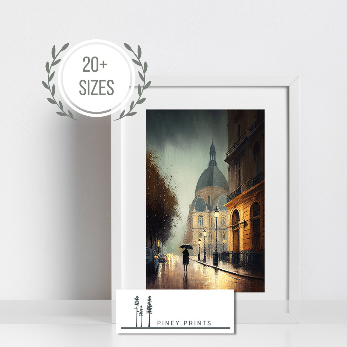 Rainy Paris Street Painting Old Domed Building Umbrella Art Poster - Image 2