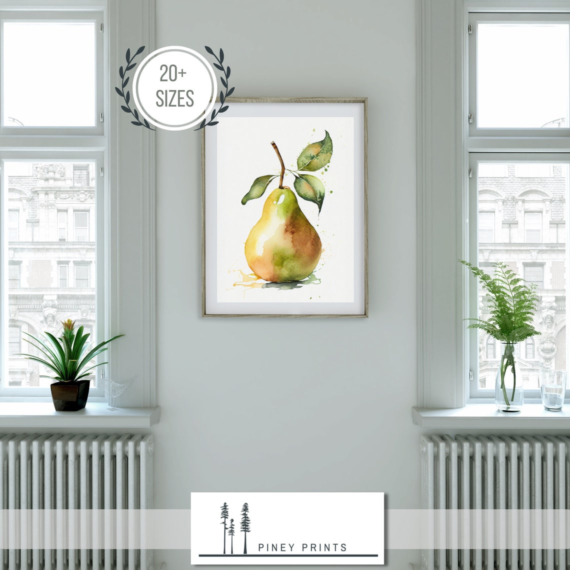 Watercolor Pear Single Fruit Botanical Kitchen Minimalist Wall Poster - Image 2