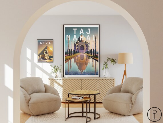 India Poster Taj Mahal Art Travel Wall Decor