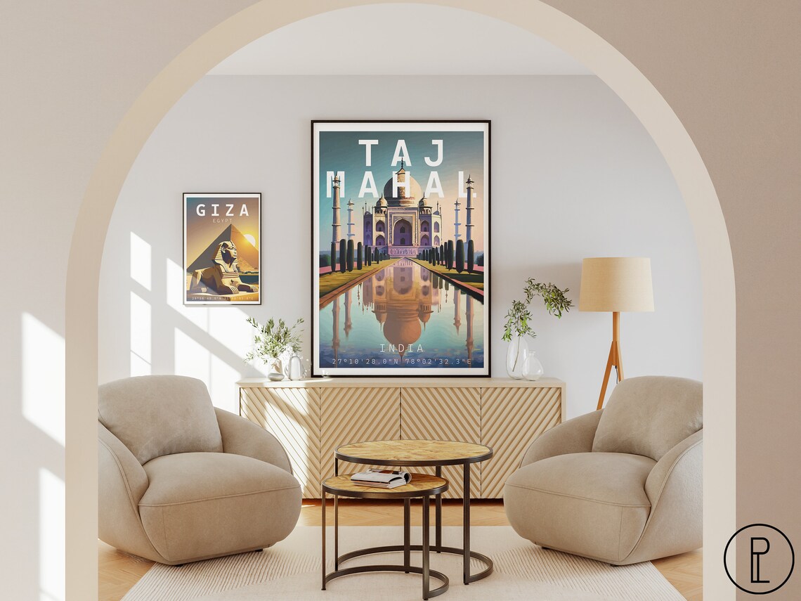 India Poster Taj Mahal Art Travel Wall Decor