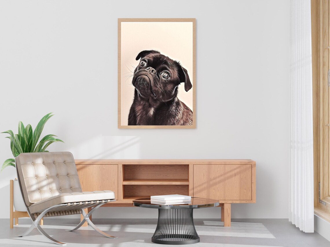 Cute Black Pug Puppy Painting Adorable Dog Portrait Print Gift - Image 4