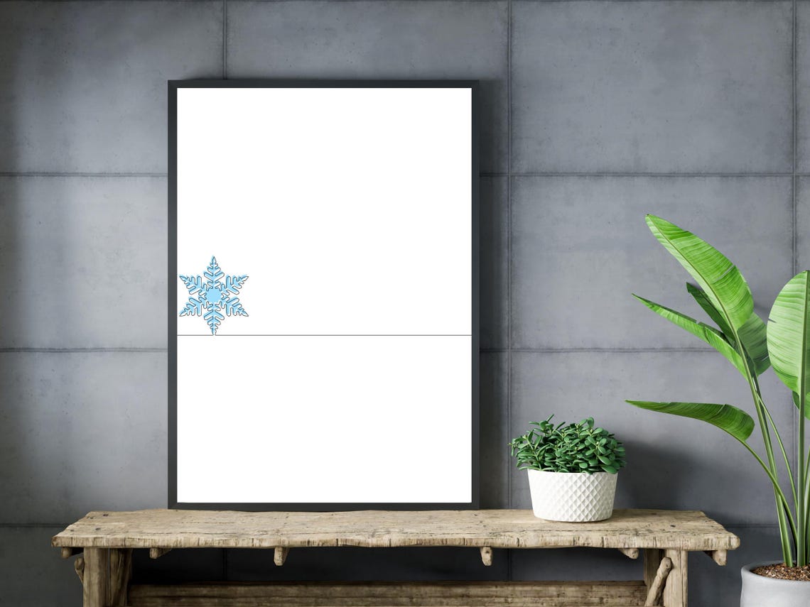 Blue Snowflake Minimalist Line Art Winter Christmas Decor Poster - Image 3