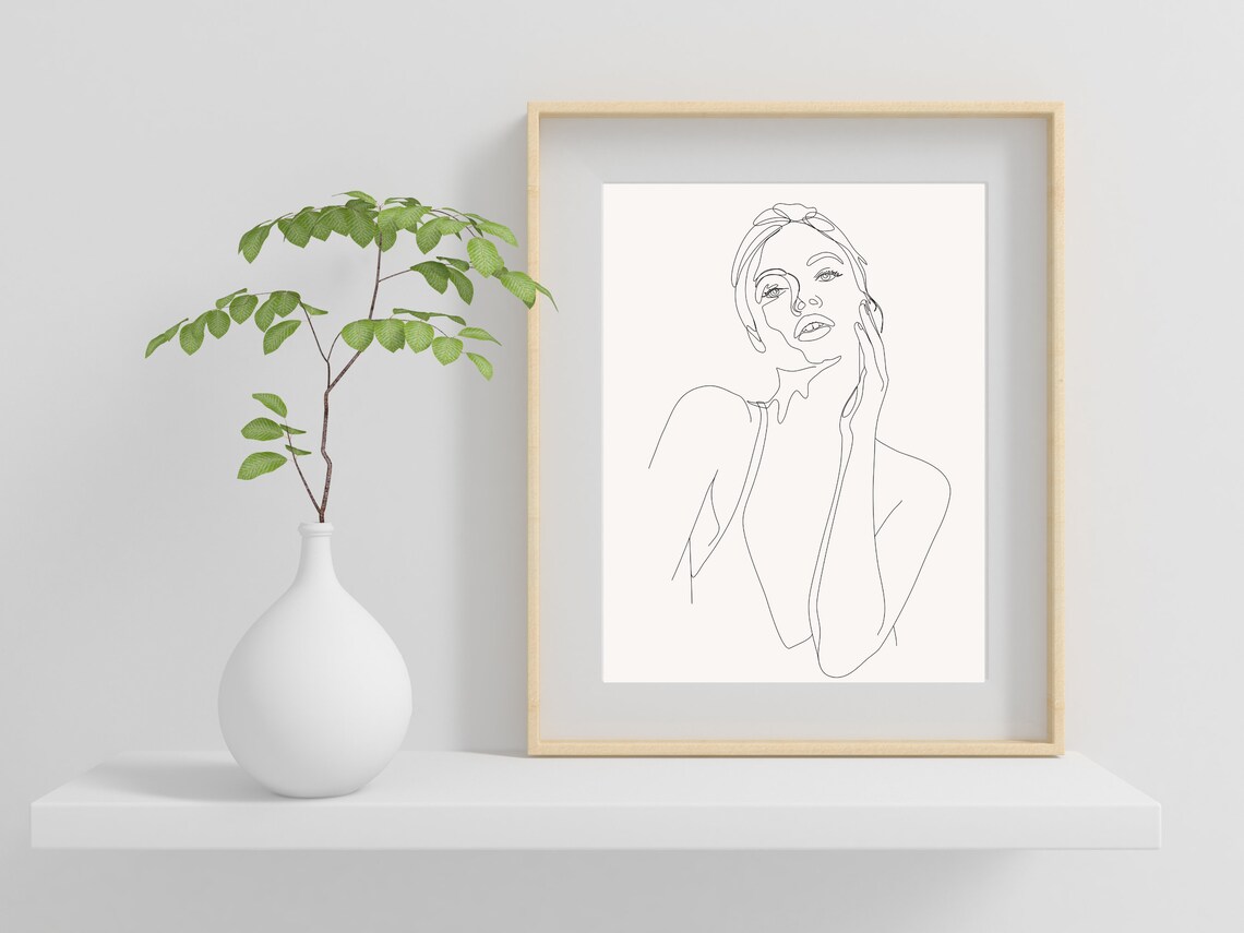 Woman Face Line Art Portrait Minimalist Feminine Beauty Drawing Poster - Image 2