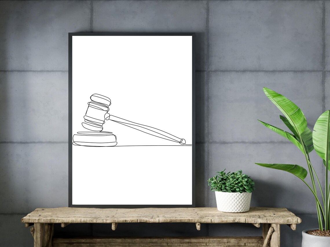 Judge Gavel Line Art Law Office Legal Professional Decor Poster - Image 3