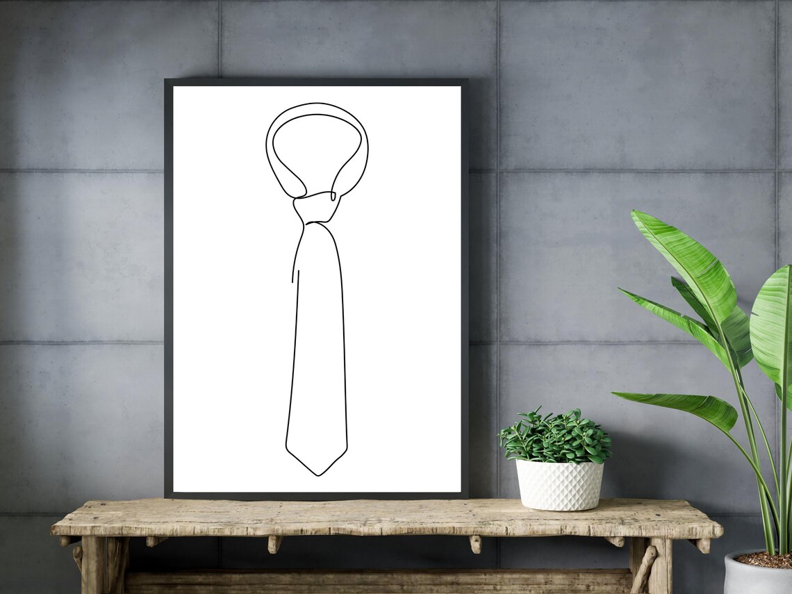 Necktie One Line Drawing Minimalist Tie Mens Fashion Wall Poster - Image 3