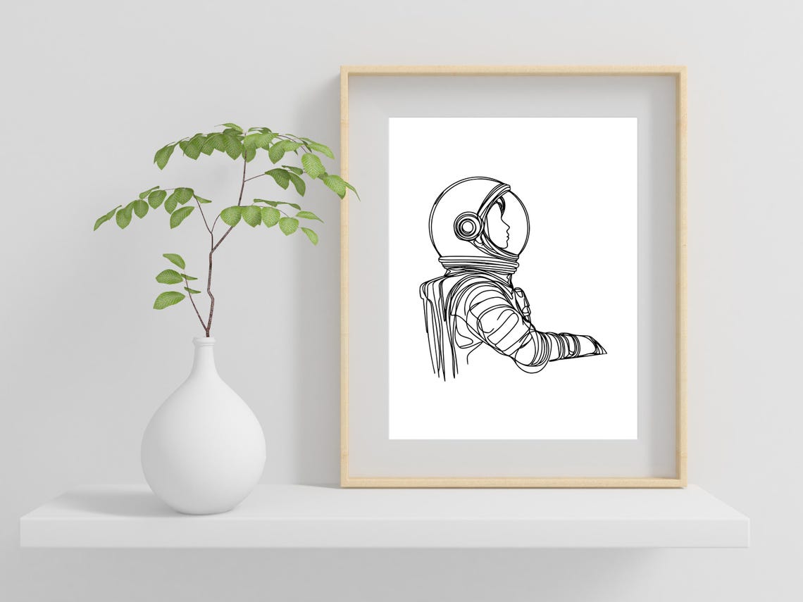 Astronaut Continuous One-Line Art Print - Image 2