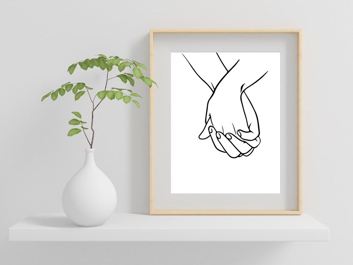 Holding Hands Line Art Print, Minimalist Couple Hands - Image 2
