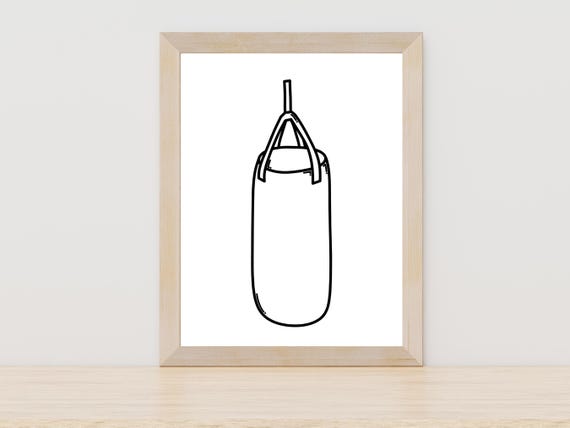 Boxing Punchbag Line Art Punching Bag Illustration Boxing Equipment Drawing Minimalist Boxing Art Gym Wall Decor Fitness Motivation Art