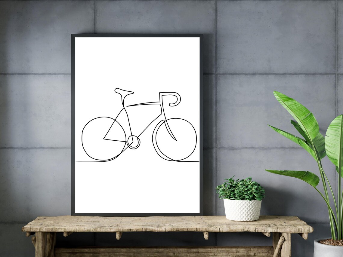 Bicycle Line Art Minimalist Cycling Art Print - Image 3