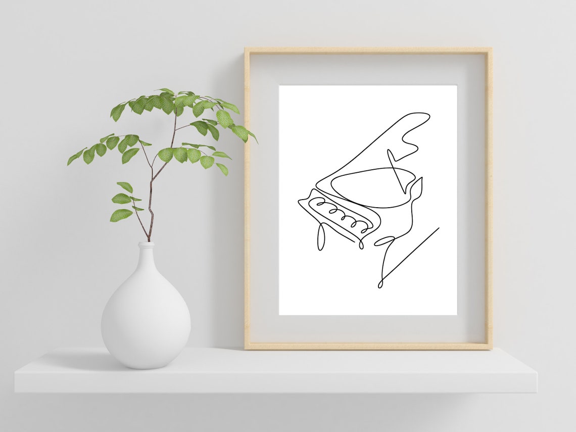 Grand Piano Single Line Drawing Minimalist Music Room Art Poster - Image 2