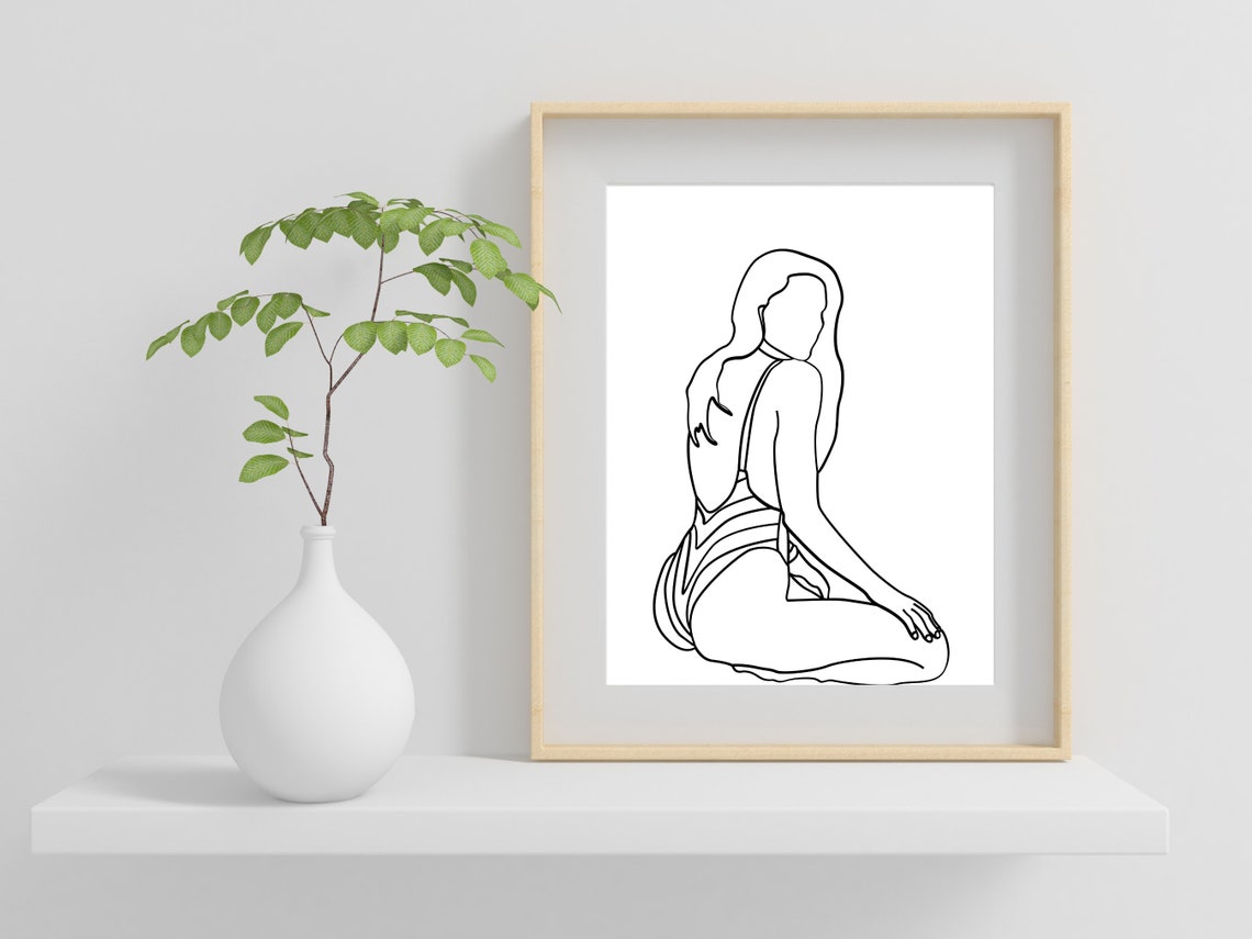 Woman Swimsuit Art Print Female Figure Line Art Woman Body Line Art Print Minimal Woman Art Abstract Female Body Art Female Body Art - Image 2