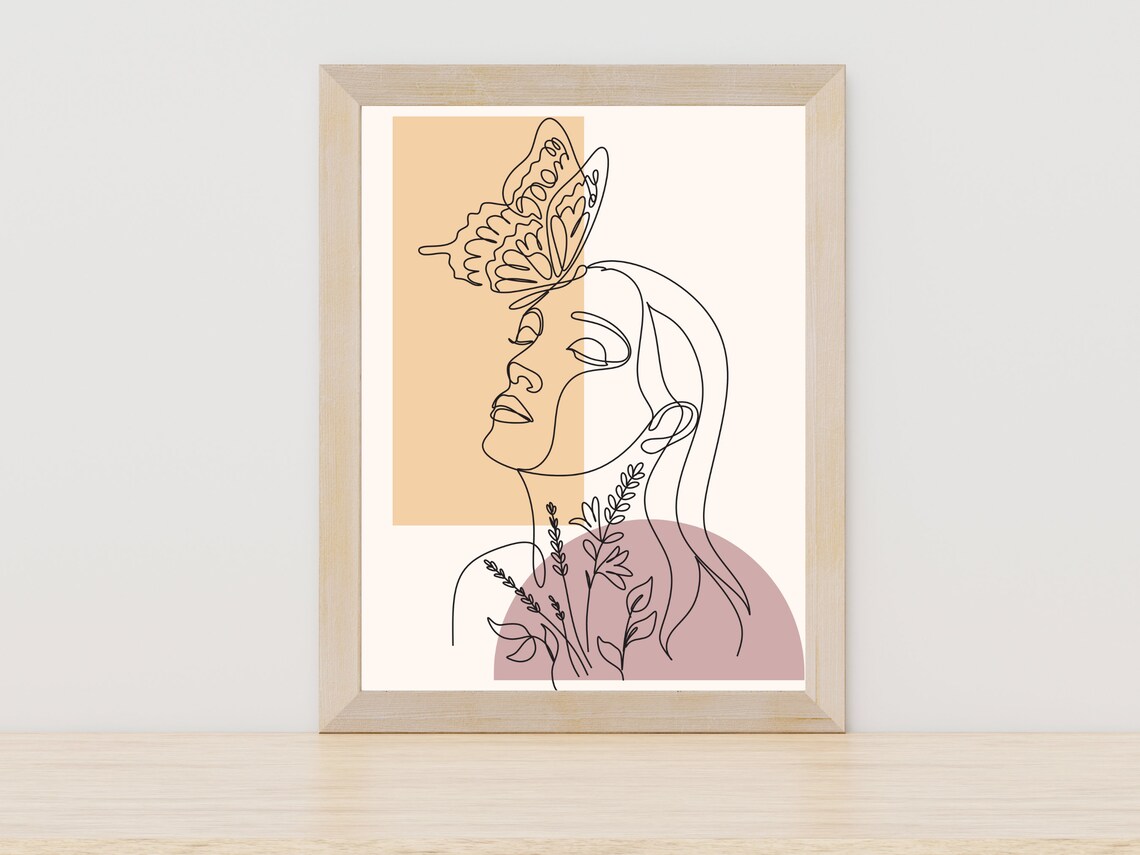 Women Line Art Print Female Figure Line Art Boho Floral Print Abstract Women Body Wall Art Minimal Women Art Print
