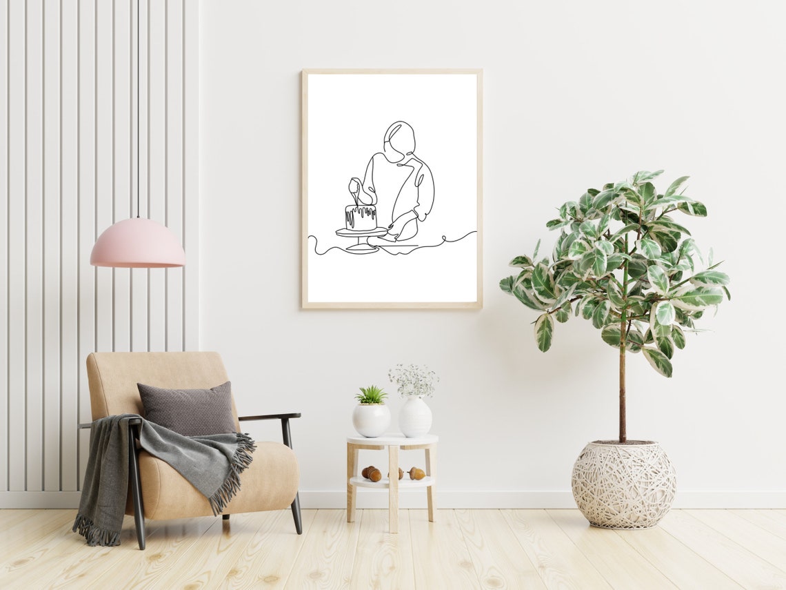 Cake Decorating Line Art Baker Piping Frosting Minimalist Poster - Image 2