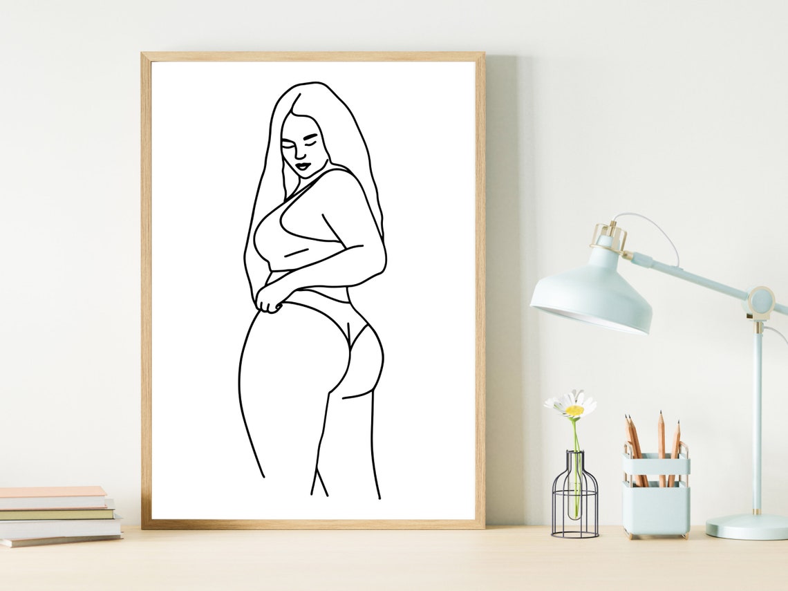 Plus Size Woman Serene Profile Line Art Feminine Body Positive Poster - Image 3