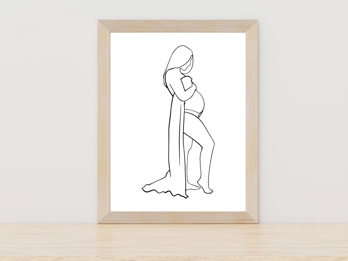 Pregnancy Line Art, Mother Illustration Art Print