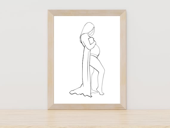 Pregnancy Line Art, Mother Illustration Art Print