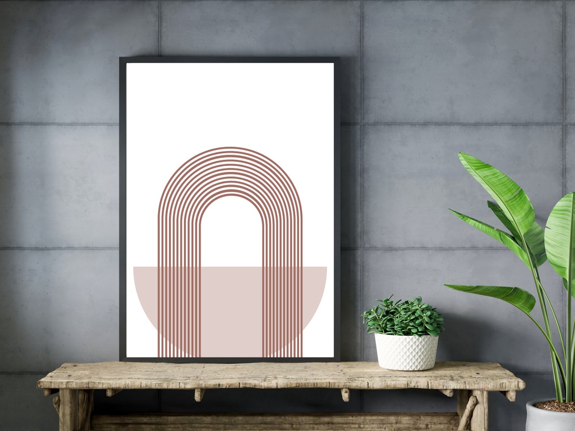 Mid Century Modern Terracotta Rainbow Abstract Gallery Poster - Image 3