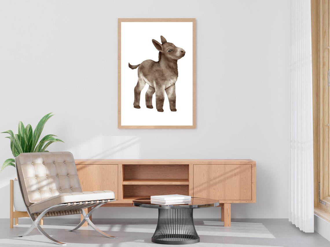 Sweet Baby Donkey Foal Watercolor Farm Animal Nursery Art Poster - Image 4
