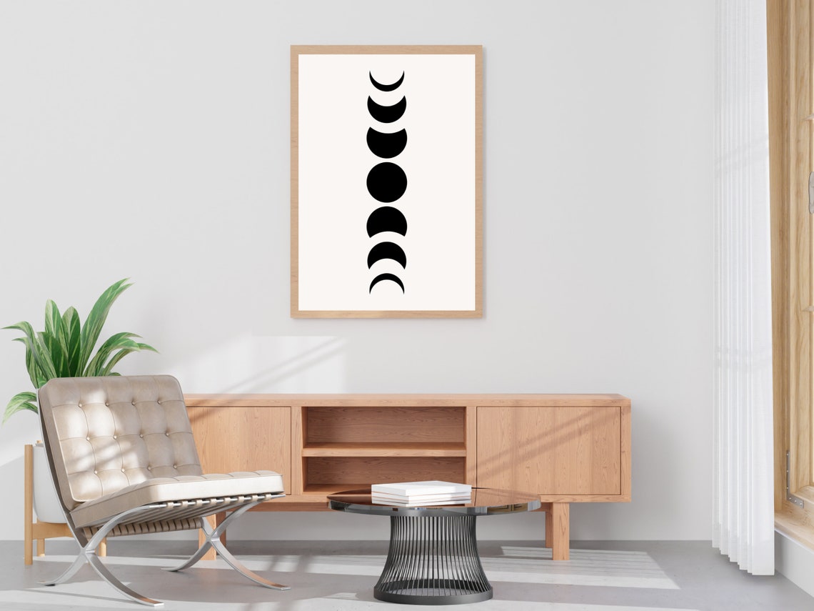 Black Moon Phases Cycle Minimalist Wall Art for Bedroom Decor - Image 4