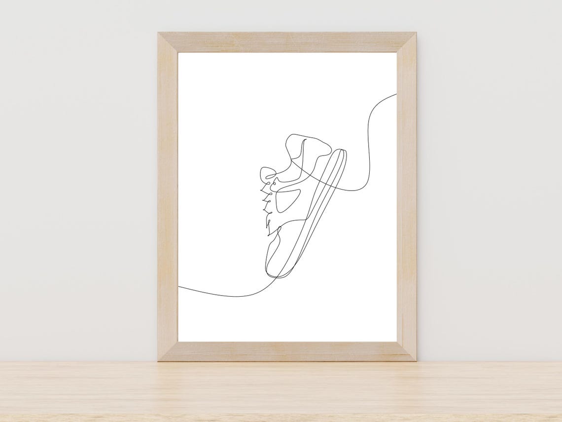 Running Shoe Continuous Line Art Sneaker Runner Gift Decor Poster