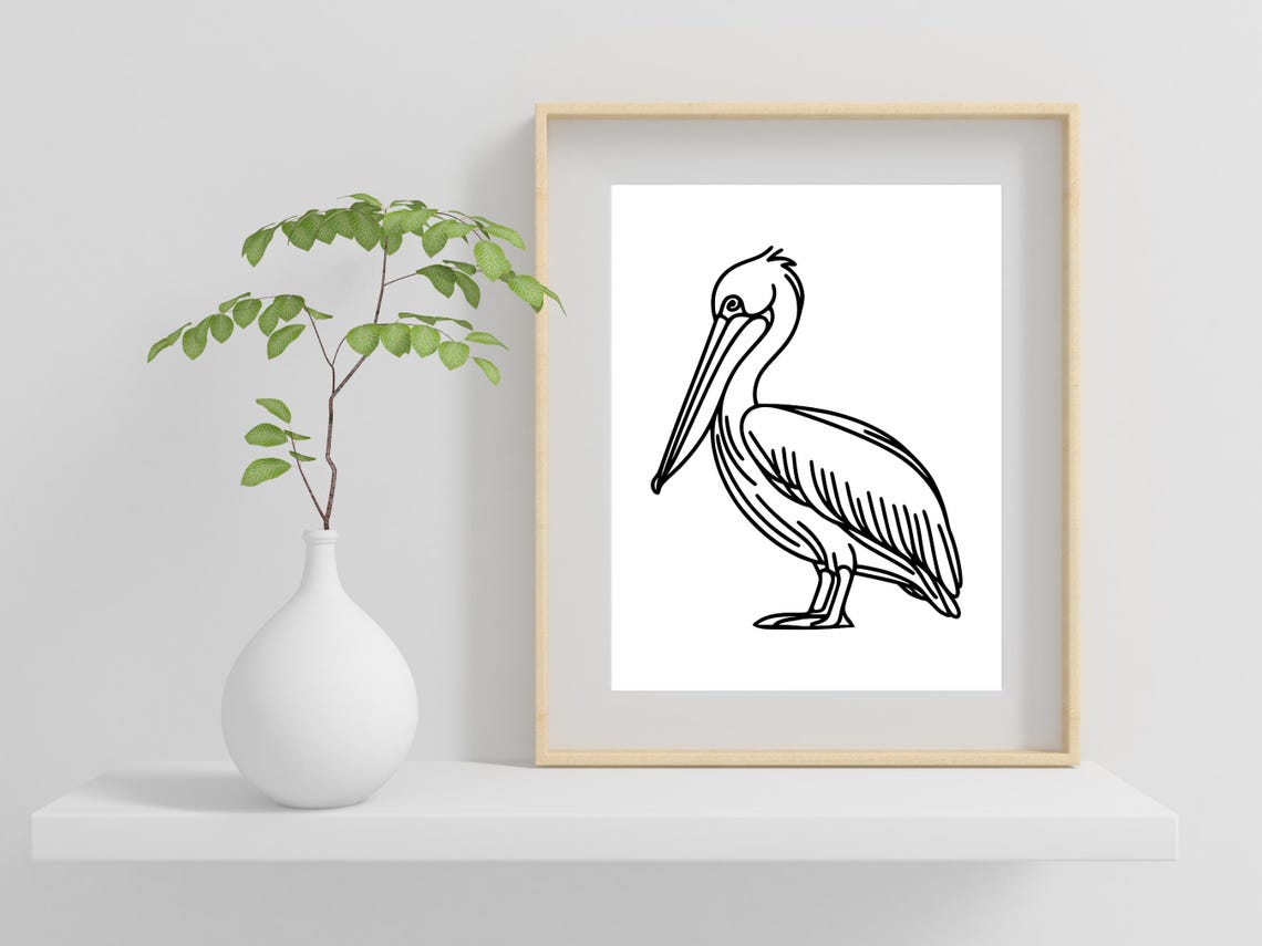 Minimalist Pelican Line Art Coastal Bird Sketch Drawing Poster - Image 2
