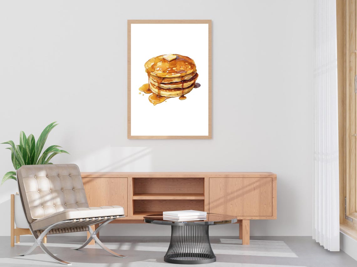 Stack Of Pancakes With Syrup Watercolor Breakfast Kitchen Art Poster - Image 4