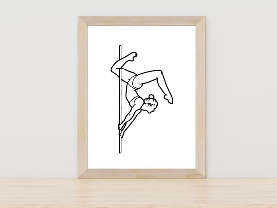 Pole Dancer One Line Art Fitness Dance Studio Decor Wall Art