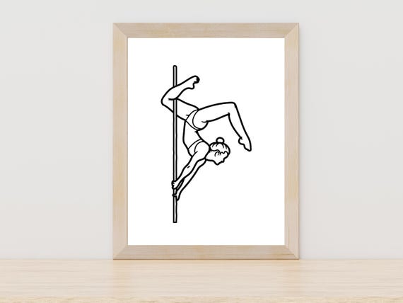 Pole Dancing Line Art Pole Art Print Pole Dancer Art Minimalist Pole Dancing Art Fitness Art Print Pole Dance Illustration Pole Art