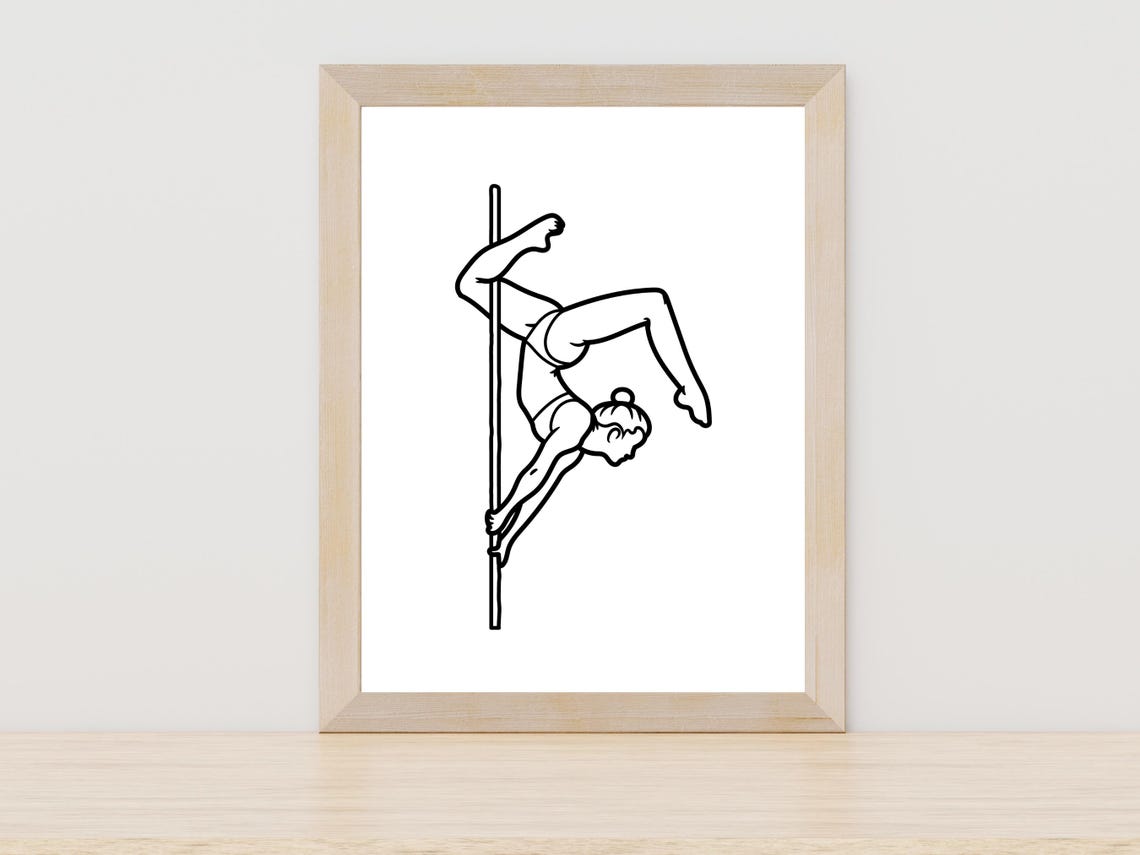 Pole Dancer One Line Art Fitness Dance Studio Decor Wall Art