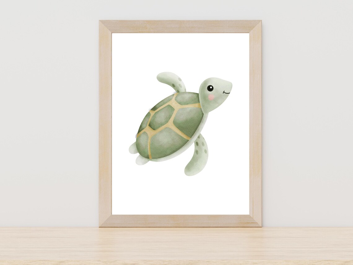 Turtle Watercolor Painting Nursery Wall Decor