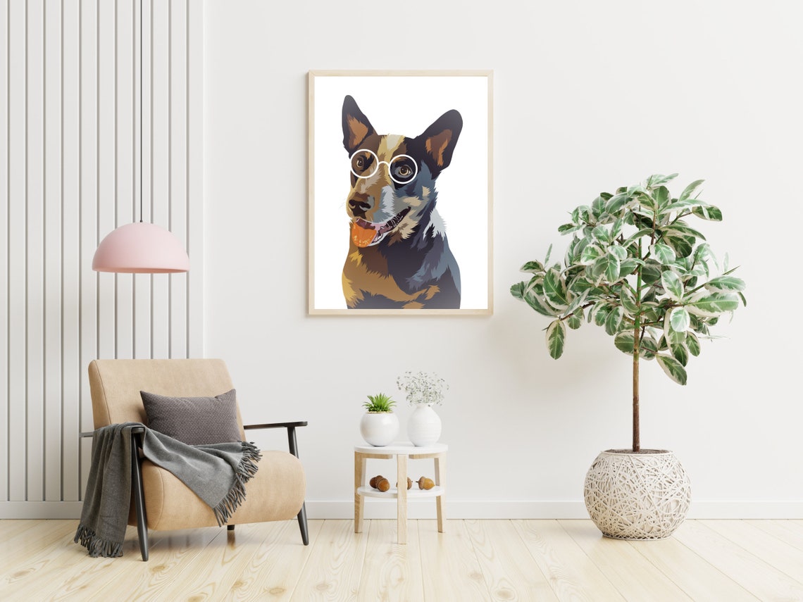 Dog With White Glasses Print Art Dog Portrait Kid Room Decor Nursery Pet Art Dog Painting Dog Art Cute Puppy Girls - Image 2