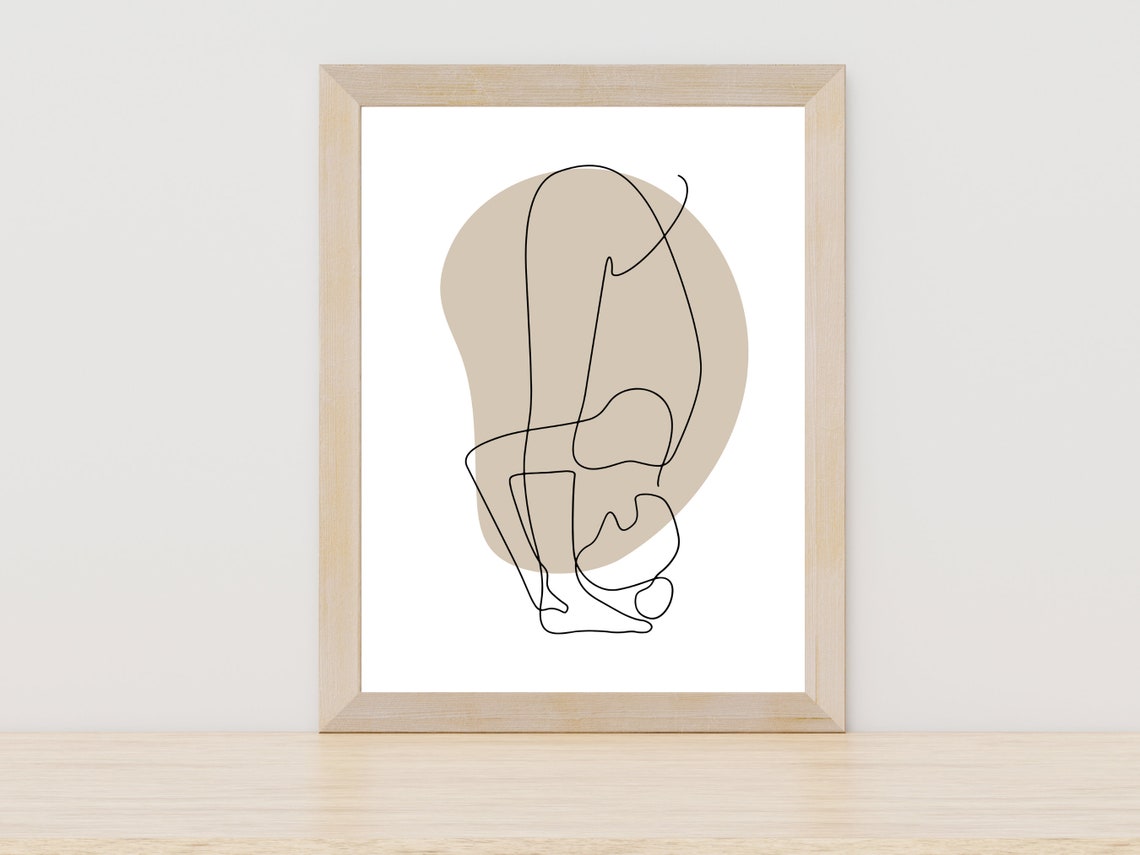 Namaste Yoga Art Print Nude Line Drawing Minimal Yoga Line Drawing Woman Yogi Naked Yoga Woman Line Art Female Meditation Line Art Drawing