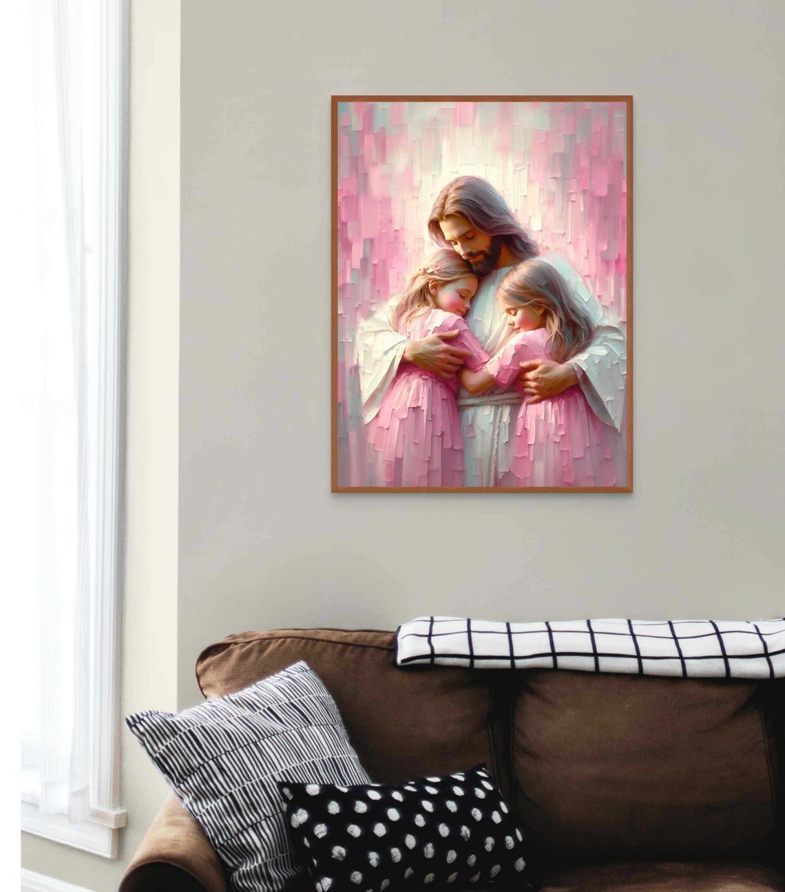 Love For Jesus Christian Painting Jesus Hugging Girls Picture Of Christ Lds Art Bible Wall Art Jesus With Children Jesus And Girl Art - Image 3