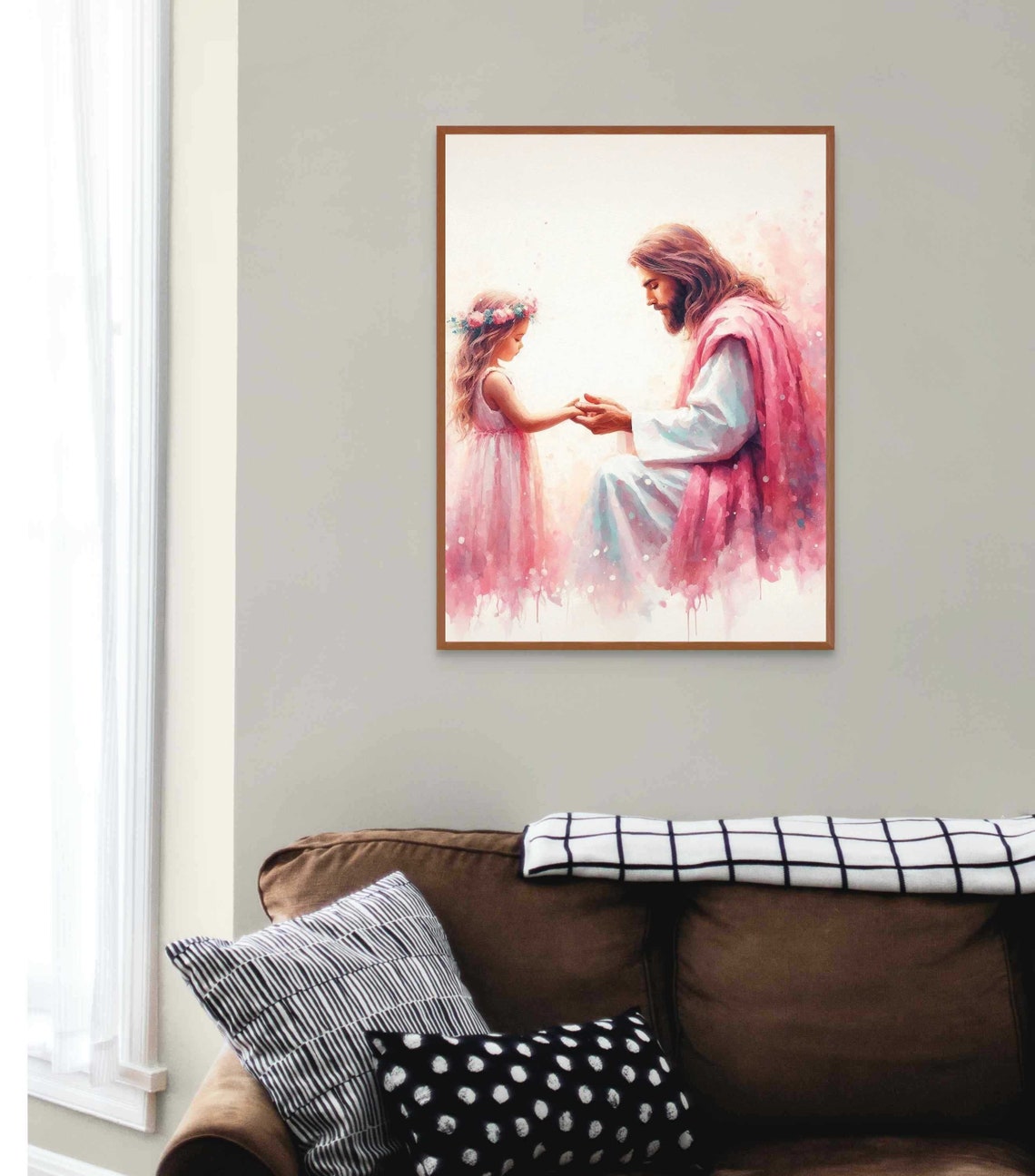 Heart Of Christ Christian Painting Jesus With Girl Jesus Wall Art Lds Art Bible Verse Wall Art Jesus Art Jesus With Children - Image 3