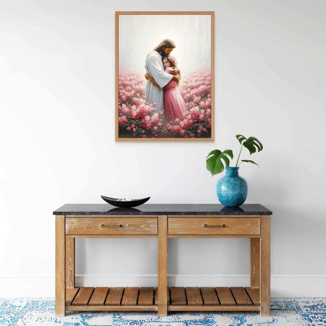 A Comforting Touch Christian Painting Jesus Hugging Girl Jesus And Woman Art Lds Art Bible Verse Art Jesus Picture - Image 4