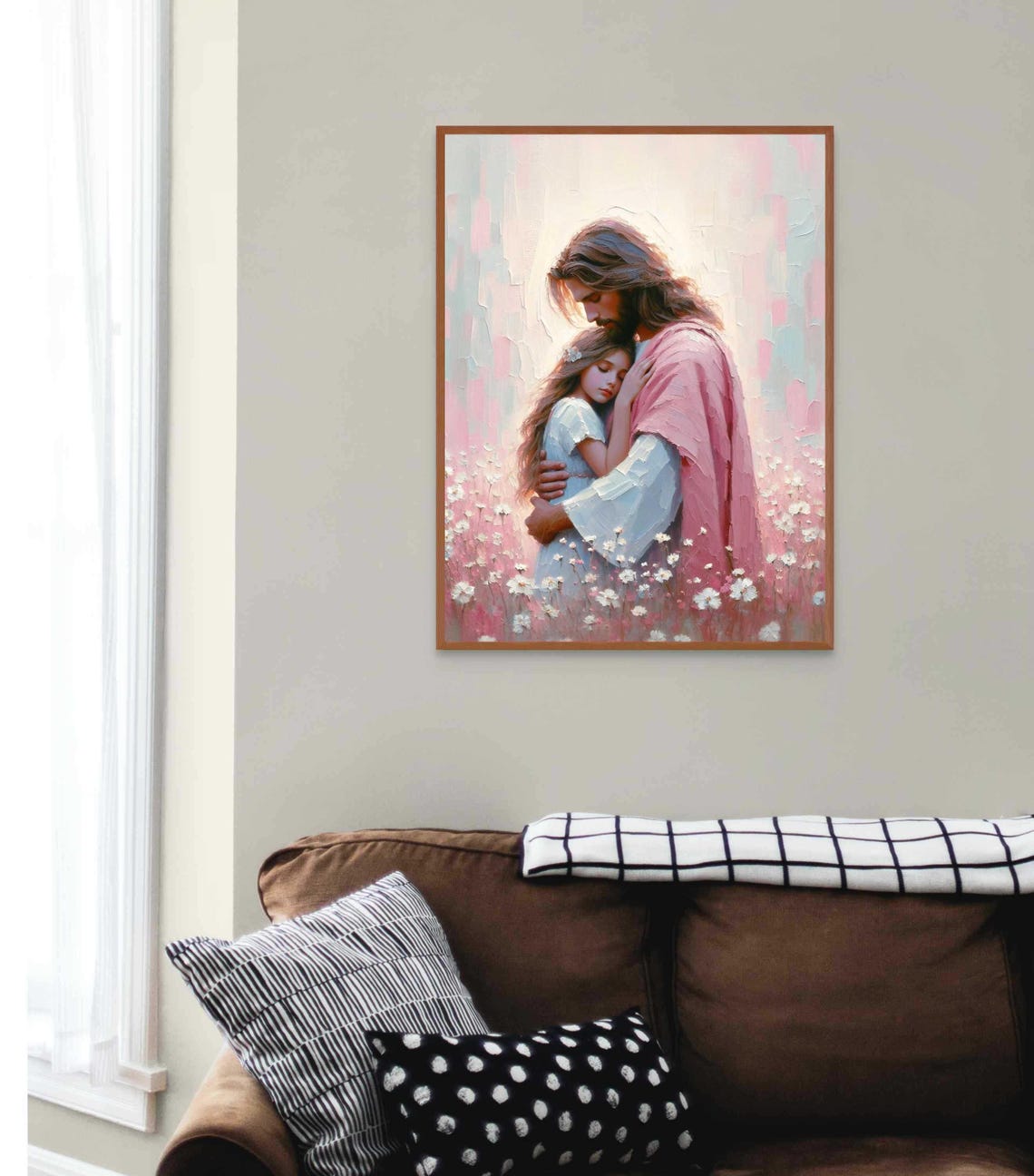 Her Savior Christian Painting Jesus With Girl Jesus Painting Lds Art Bible Painting Jesus With Children Wall Art Christian Picture - Image 2