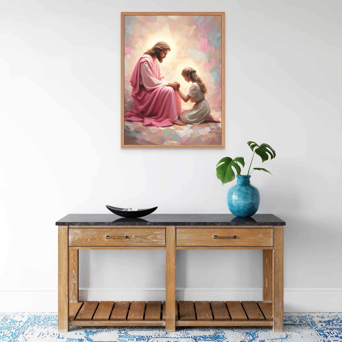 He Forgives Christian Art Jesus With Girl Jesus Wall Art Lds Art Bible Art Jesus With Children Modern Christian Art Jesus Prints - Image 6