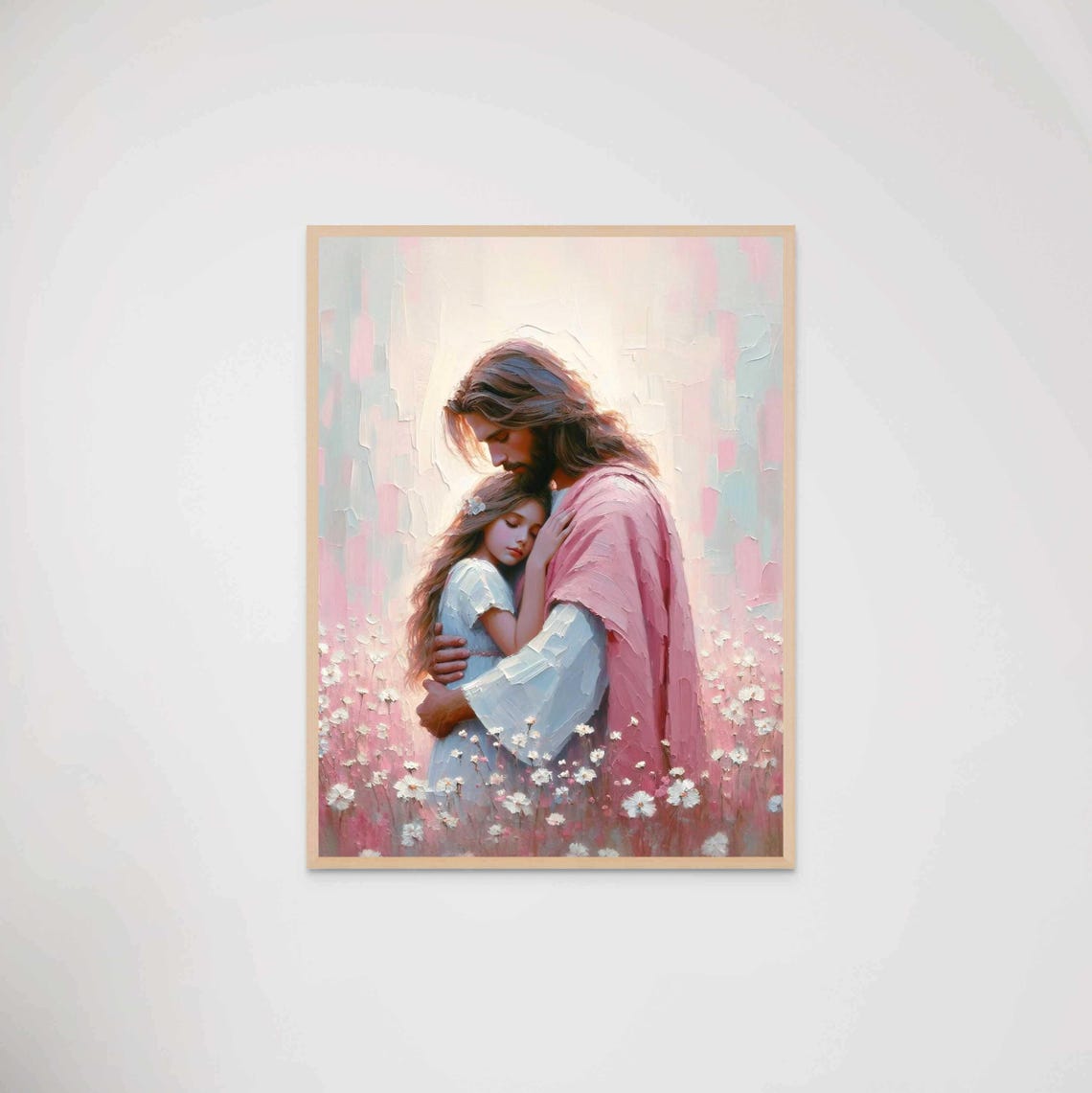 Her Savior Christian Painting Jesus With Girl Jesus Painting Lds Art Bible Painting Jesus With Children Wall Art Christian Picture - Image 6