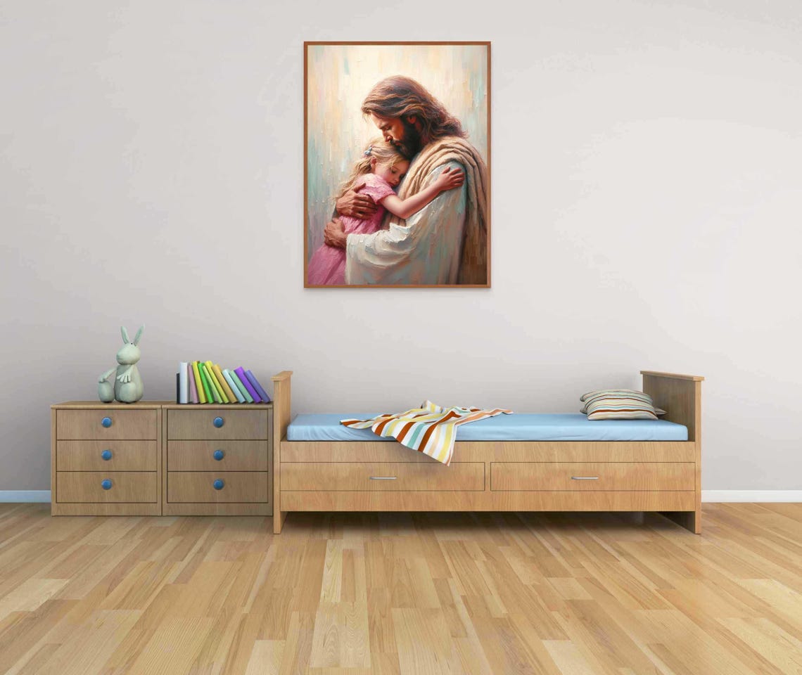 Her Savior Christian Wall Art Christian Art For Women Jesus Painting Lds Art Bible Prints Christian Nursery Art Jesus Art Christ Png - Image 3