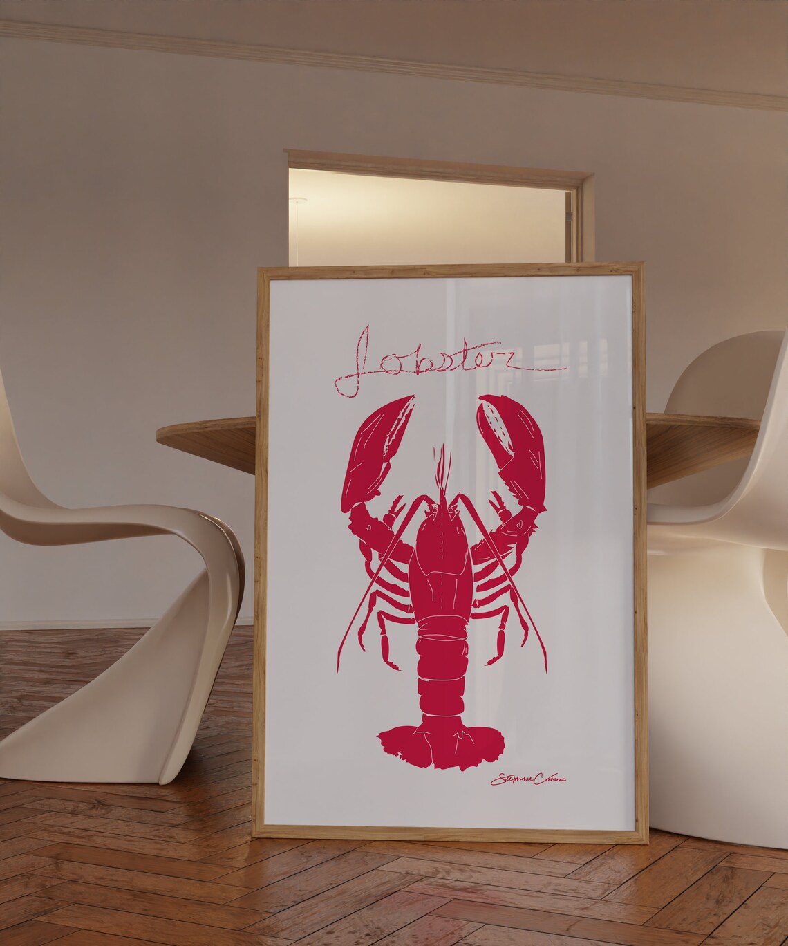 Lobster Print, Coastal Nautical Retro Art Print