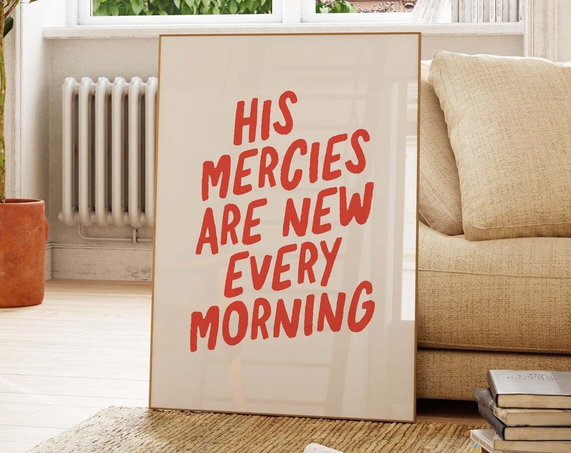 New Mercies Minimalist Christian Typography Art Print