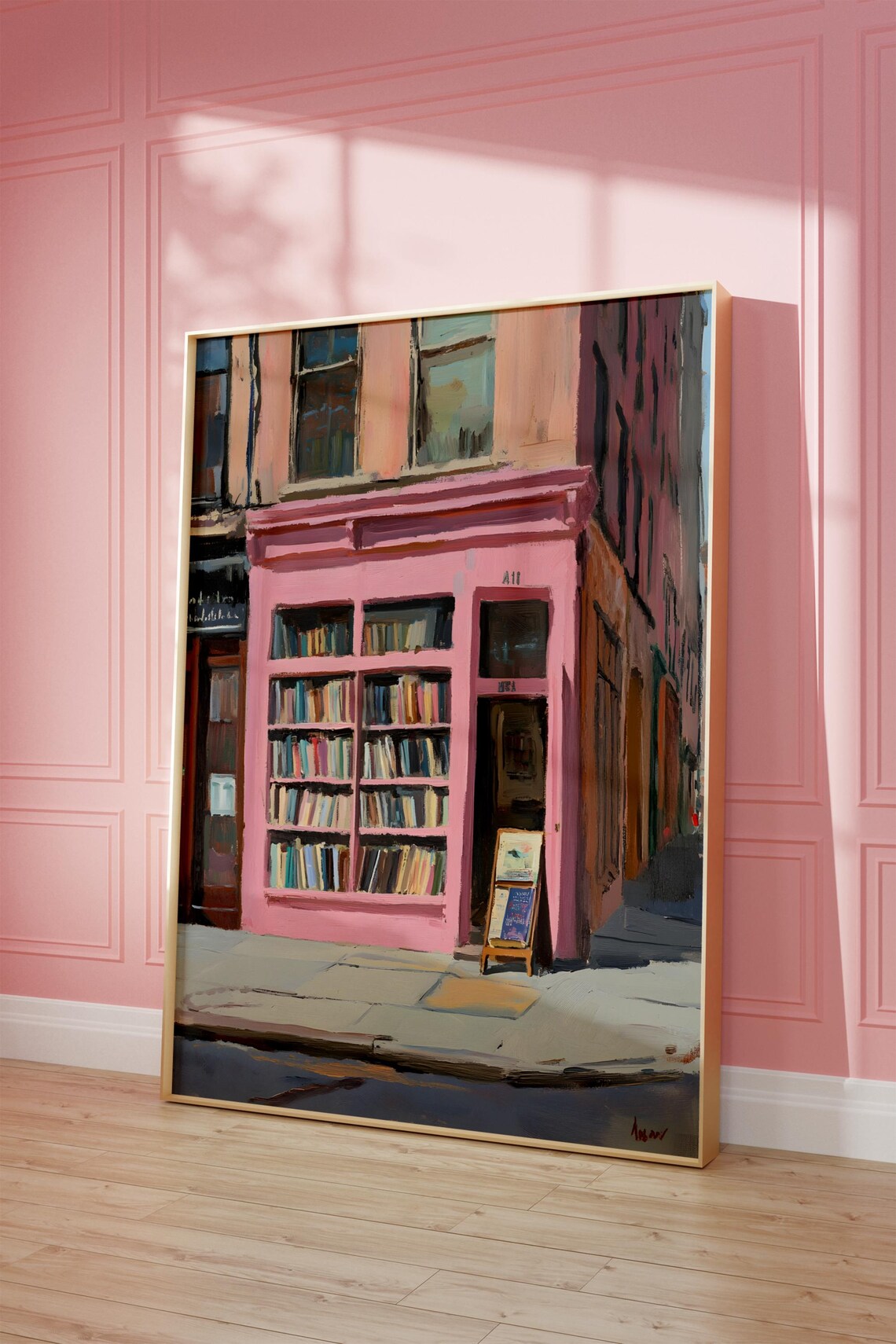 Pink Bookshop Storefront New York City Street Corner Art Print